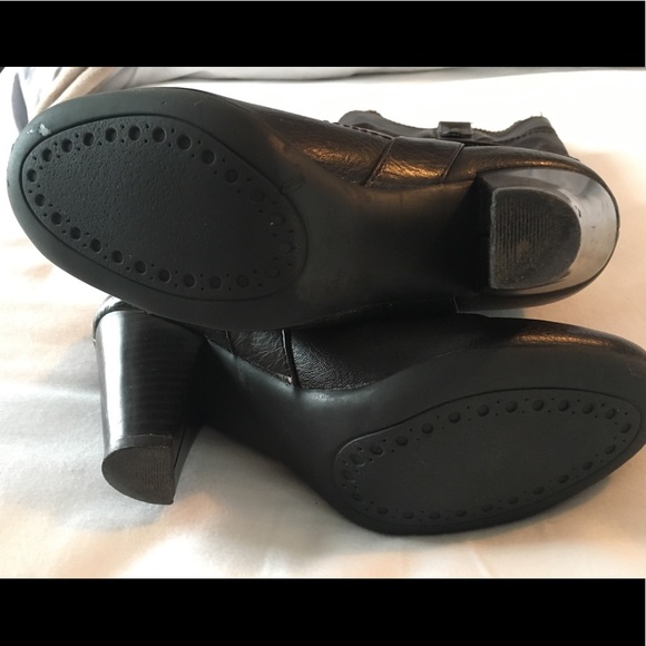 Brown Leather Scrunch Heeled Boots w/ Sweater Cuff - Picture 6 of 6